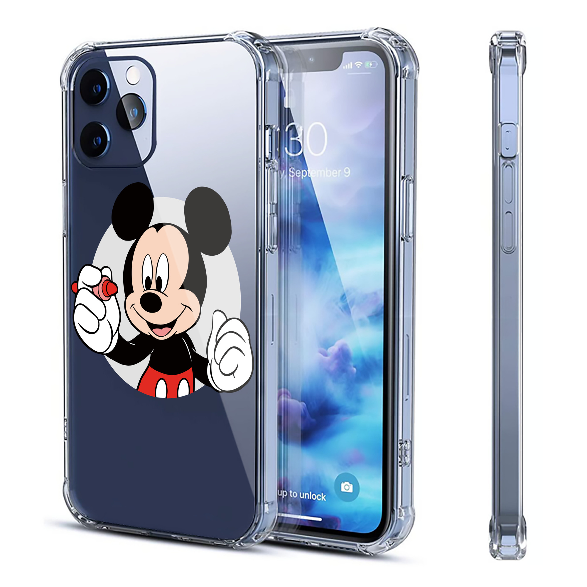 （画像用） ミッキーマウス Mickey Mouse 【iPhone 12シリーズ対応】透明スマホケース（クリアソフトケース）
